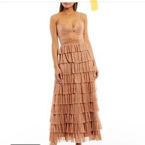 Gianni Bini Tiered Orange/Tan Maxi Dress